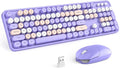 KNOWSQT Wireless Keyboard and Mouse Combo Purple Colorful - 2.4G Typewriter Full-Size Retro Keyboards - USB Receiver Plug and Play, for Computer, PC, Laptop, Desktop, Windows