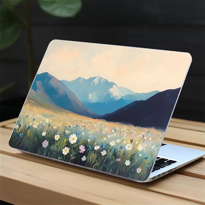 Compatible with MacBook Air 13.3 13.6 Inch Case 2022 2021 2020 2019 Plastic Hard Shell Case Cover,13.6 Air (A2681) M2 2022, Wildflowers and Mountains