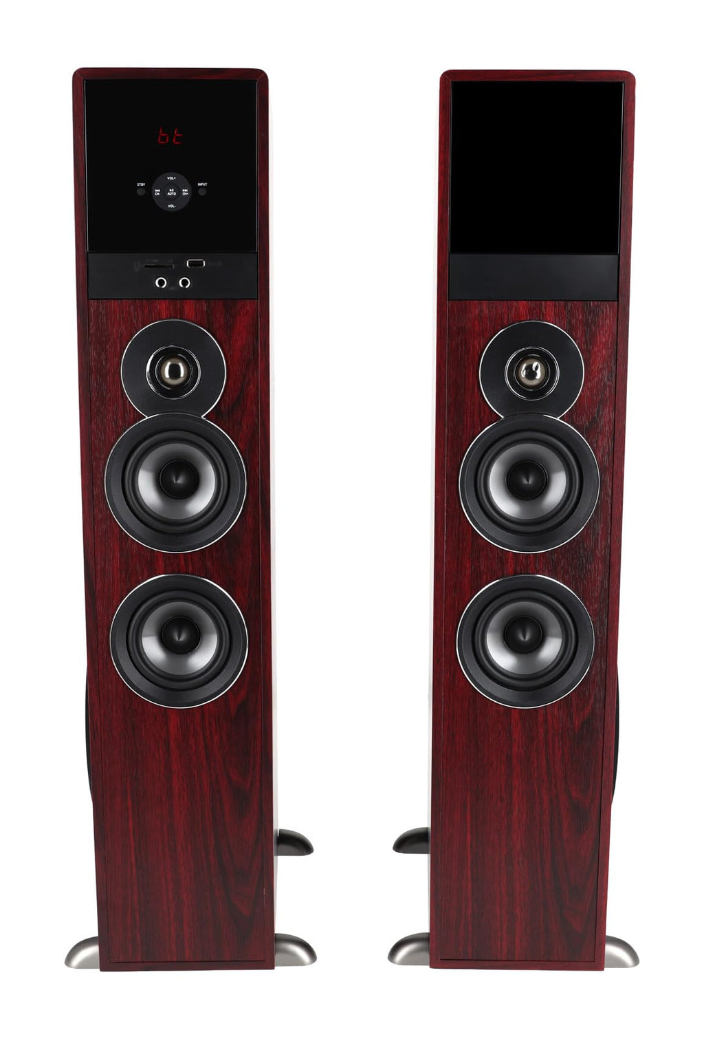 Rockville TM80C Powered Home Theater Tower Speaker System, Cherry Wood, 800W, 8" Subwoofers, Bluetooth, USB/SD Playback, FM Radio, Remote Control, Karaoke Ready, Perfect for Home Entertainment