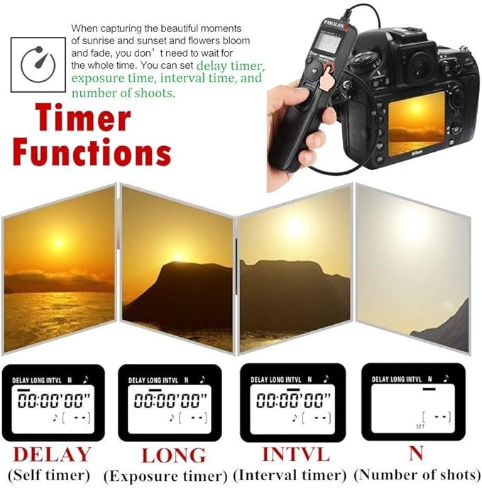 PHOLSY Camera Remote Shutter Release C8 Timer Shutter Release Cable with Intervalometer for Canon EOS R3, R5, 10D, 6DII, 1DXII, 1DXIII, 1DSIII, 1D C, 1DIV, 1DIII, 1D II N, 5DII, 5DIII, 5DIV, 5DS, 5D,