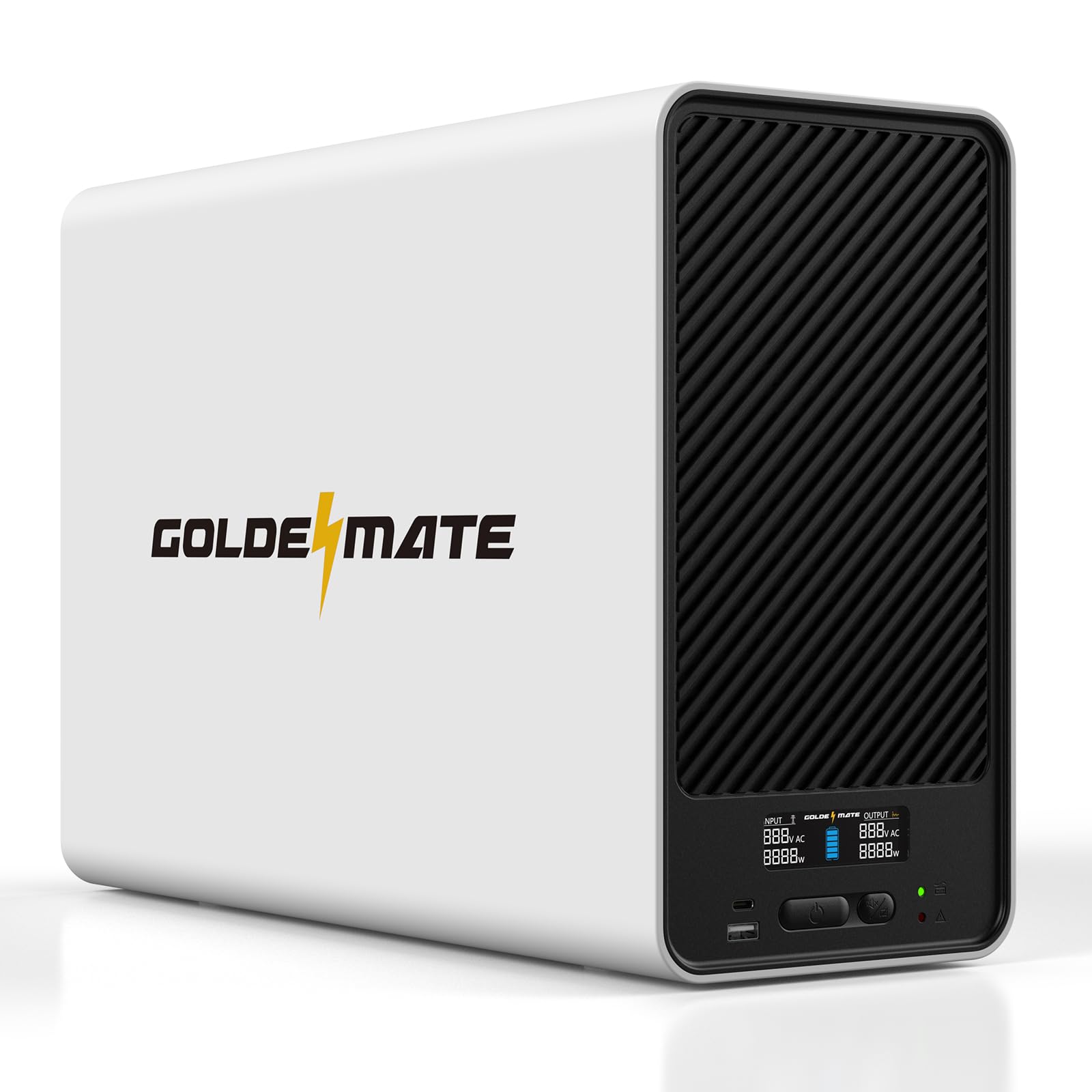 GOLDENMATE 1500VA/1200W Lithium UPS Battery Backup & Surge Protector, White