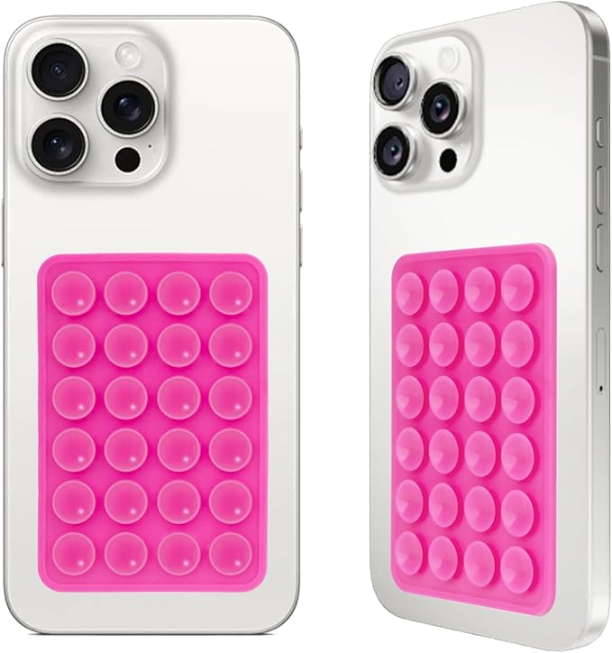 Giumel 2PCS Silicone Suction Phone Case Mount,Non Slip Suction Cup, Hands-Free Phone Accessories Holder for Selfies and Videos,Silicone Adhesive Stand Sticky for Cell Phone Rose red