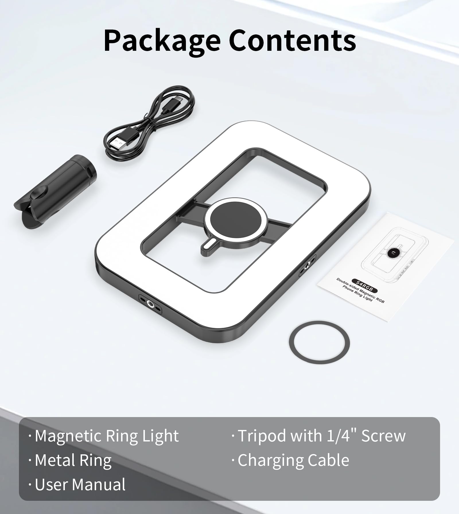 Magnetic 6000mAh Selfie Ring Light for iPhone 448LED RGB Light with Stand
