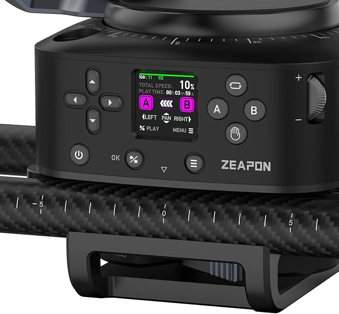 Zeapon AXIS 100 Pro (3-axis) Multi-axis Motorized Camera Slider, 39''/ 100cm DSLR Carbon Fiber Electric Track, LCD Screen APP Control, Pan Head for 360° Panoramic Time-Lapse Follow Focus