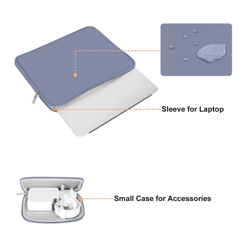 MOSISO Laptop Case 13.3 inch, 13-13.3 inch Laptop Sleeve Bag Compatible with MacBook Air/Pro 13/Pro 14 M5 M4 M3 M2 M1, HP Dell ASUS Lenovo, Neoprene Computer Sleeve Bag with Small Case, Lavender Gray