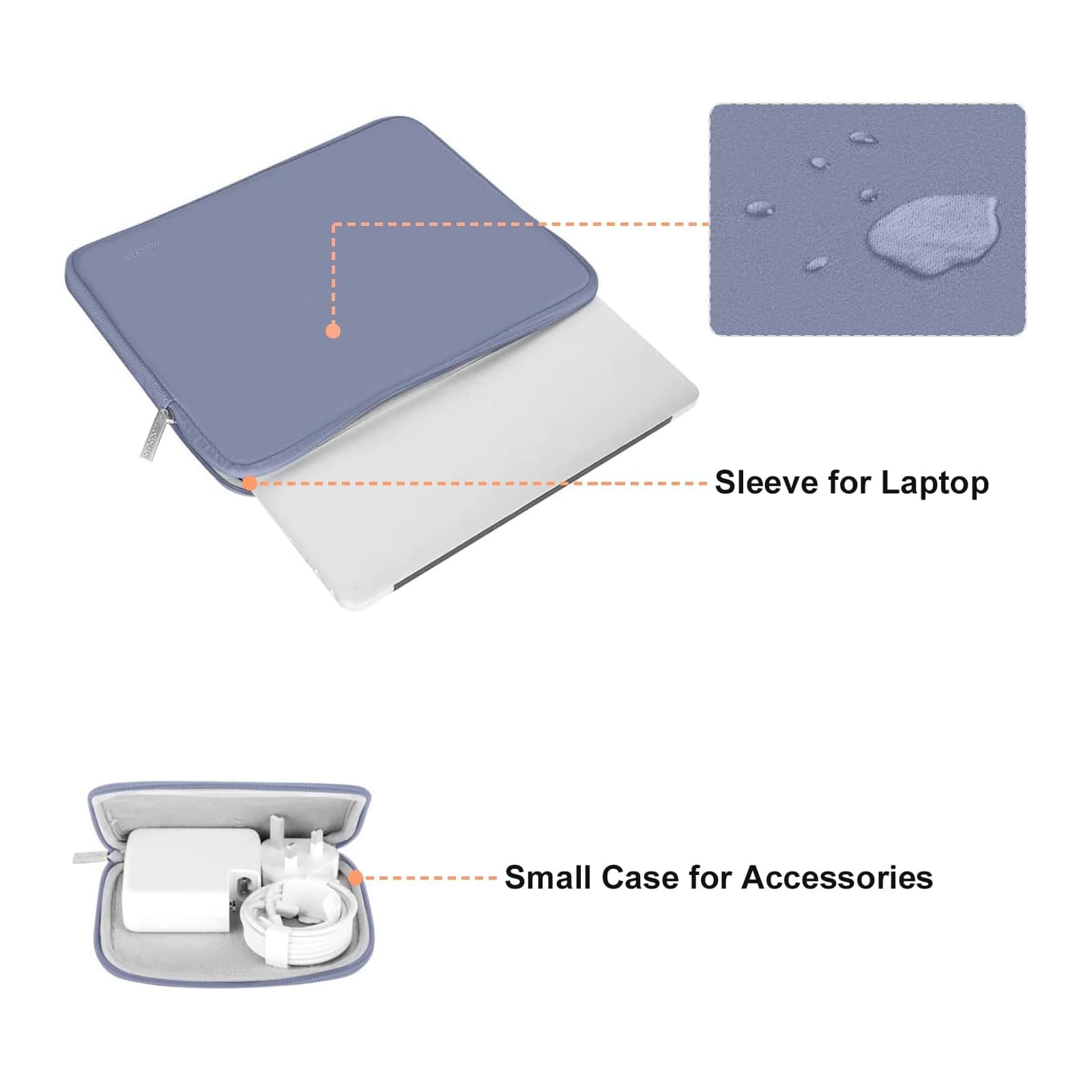 MOSISO Laptop Case 13.3 inch, 13-13.3 inch Laptop Sleeve Bag Compatible with MacBook Air/Pro 13/Pro 14 M5 M4 M3 M2 M1, HP Dell ASUS Lenovo, Neoprene Computer Sleeve Bag with Small Case, Lavender Gray