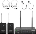 Phenyx Pro Dual UHF Auto Scan Headset/Lapel Wireless Microphones PTU-71-2B