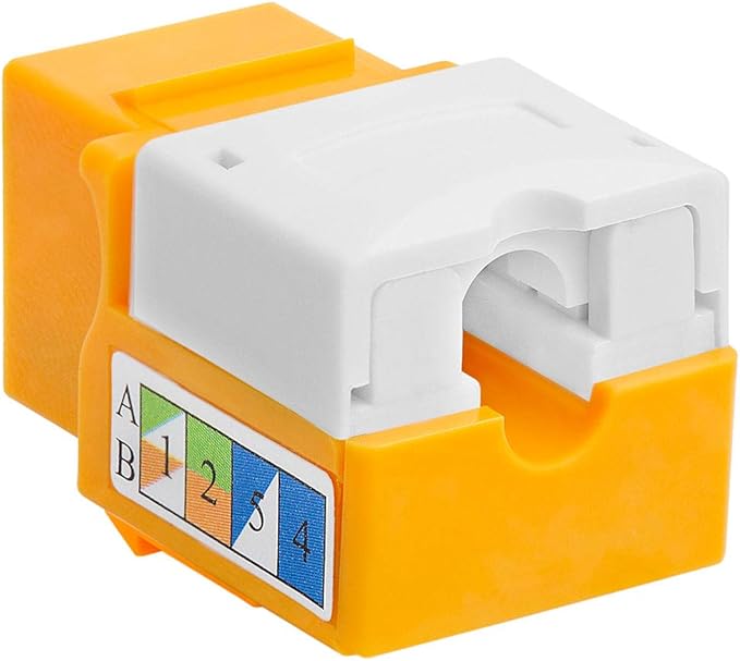 Cmple - RJ45 Keystone Jack 90 Degree Cat6 Keystone Jack Insert Punch Down RJ45 Connectors Female for Wall Plates, Patch Panels, Patch Cables, Ethernet Cables - Yellow