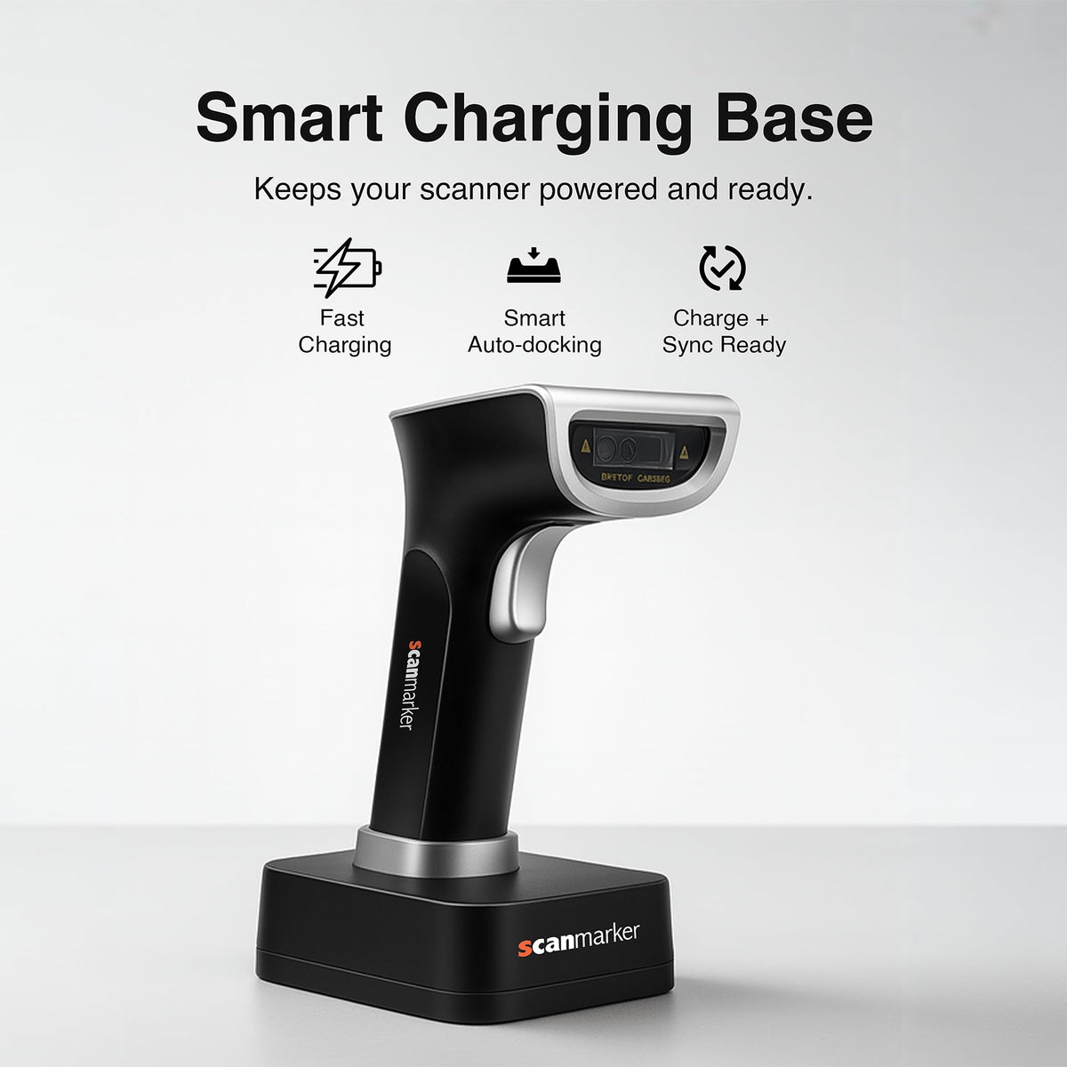 Scanmarker 1D/2D Barcode Scanner Wireless – Boost Speed & Accuracy with Bluetooth Barcode Scanner & 2.4G Modes – Handheld QR & Wireless Barcode Scanner with Charging Stand for Laptop, iOS & Android