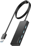 USB Hub, Multiport USB Splitter Adapter, 2 ft Long Cable USB 3.0 Hub, USB Extender for Laptop, PC, iMac, Surface Pro, MacBook, Mac Pro, Flash Drive, XPS, Mouse, HDD