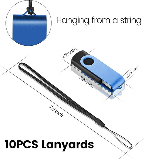 8GB 2.0 USB Flash Drive 10 Pack Thumb Drives Bulk with Lanyards