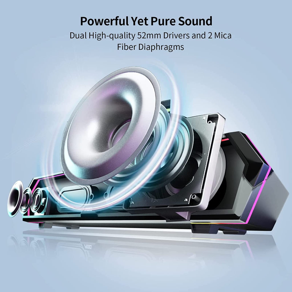 Edifier MG300 Computer Sound Bar: Loud Speakers with Deep Bass - Switch RGB Built-in Microphone for Gaming Speakers Wireless Bluetooth 5.3 & USB Adapter PC Sound Bar for Desktop
