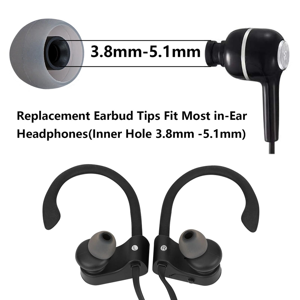 MMYQXI Earbud Replacement Tips Silicone Earbud Covers Fit for in-Ear Headphones (Inner Hole 3.8mm -5.1mm) 9 Pairs S/M/L