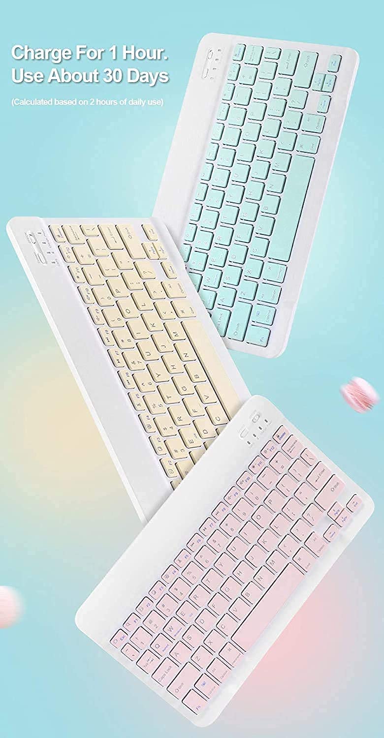 Keyboard Case for iPad Mini 7th(A17 Pro) 2024/Mini 6th Generation with Mouse,Case for iPad mini7/mini6 with Detachable Wireless Bluetooth Keyboard Pencil Holder Slim Smart Cover, Sky Blue