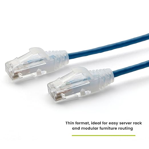 TRUECABLE Cat6 Component Rated Patch Cable, Unshielded (U/UTP), 7ft, Blue, 28AWG Solid Copper, Snagless 10G High-Speed Ethernet Cable, PoE++ 4PPoE 100W, UL Listed, RoHS-3, 1 Pack