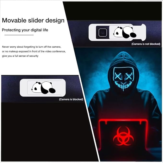 JUNGLE DEER Laptop Camera Cover Slide,Webcam Cover Slide,Protecting Your Privacy Security & Shelter from Breath Lamp – Cute Pattern Design 丨 Fits Laptop & Desktop, PC – Ultrathin for iMac(Cute Panda)