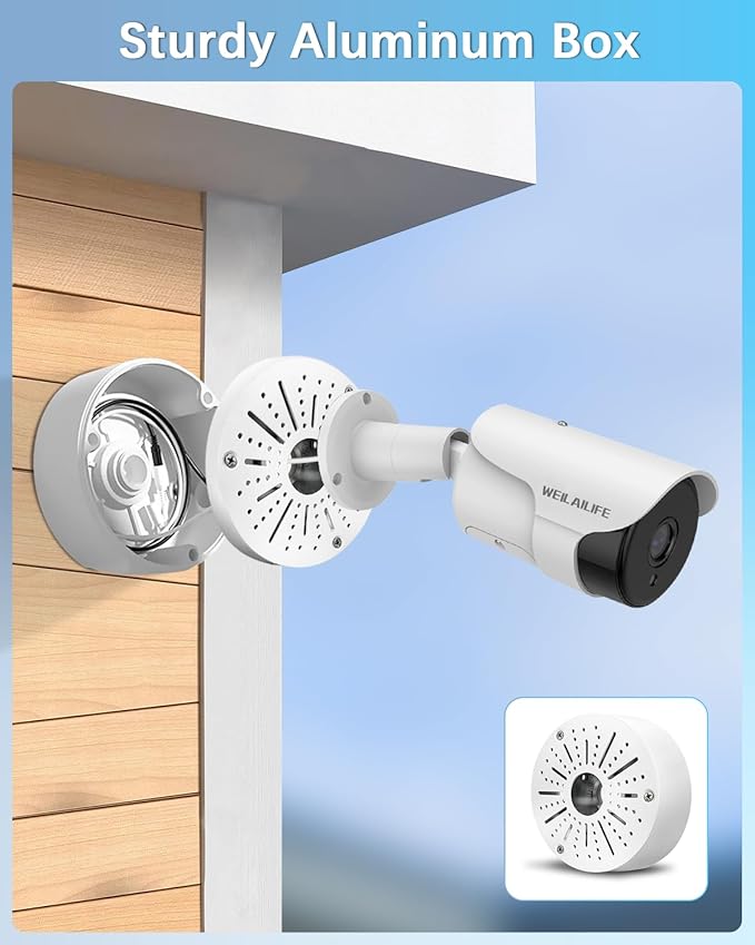 WEILAILIFE 【Compatible Almost All Cameras Type】 Universial Camera Junction Box Metal Universal Bullet Security Camera Junction Box Mount Bracket, Metal Indoor/Outdoor Camera Junction Box