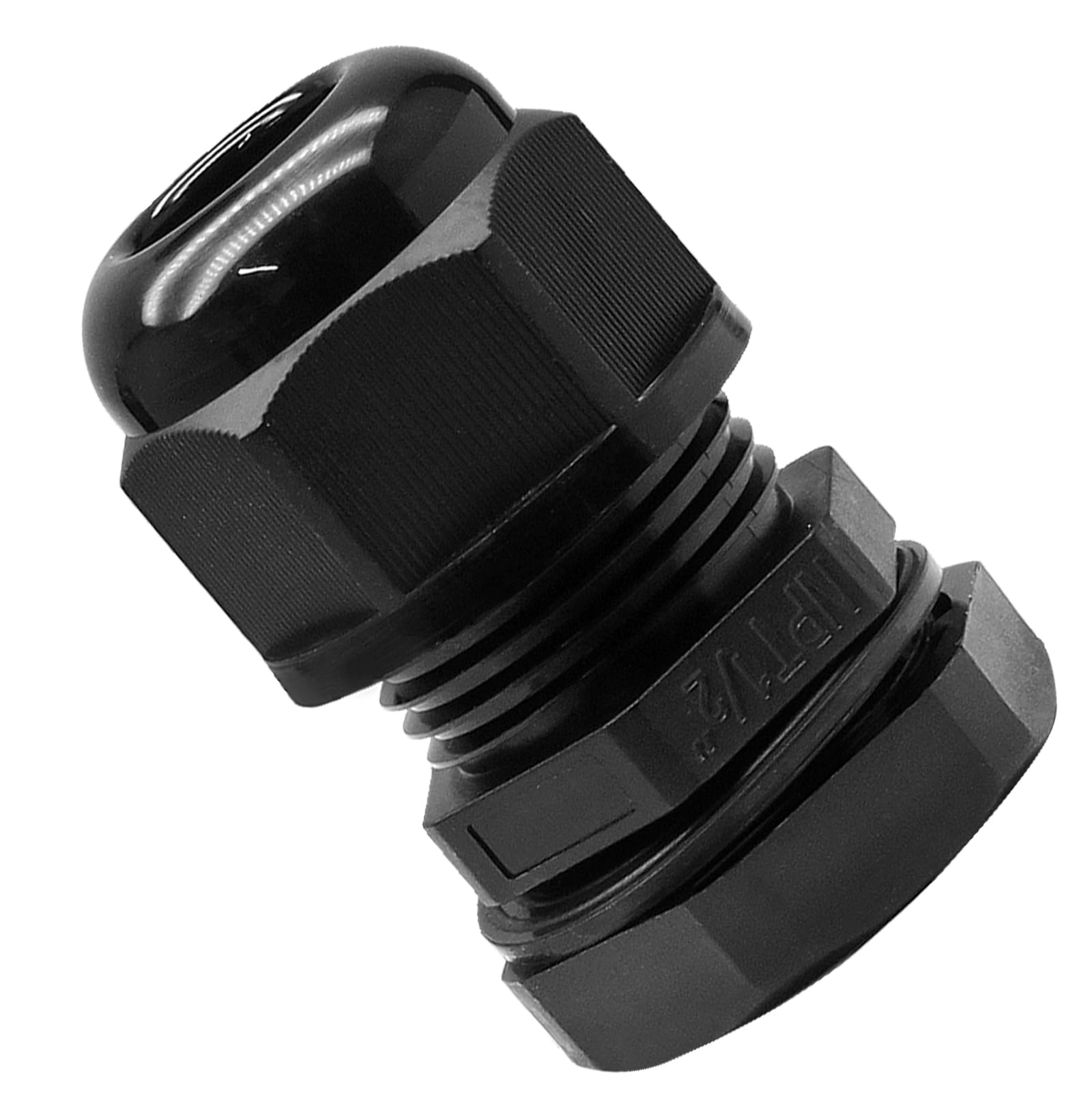 Kyuionty 12 Pcs 1/2" NPT Nylon Cable Glands, Black Cable Cord Connector