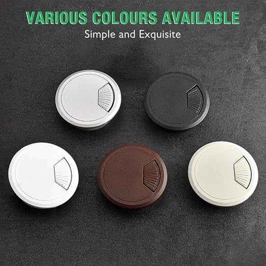 2 Pcs Desk Grommet 2-3/8" / 60 mm, Desk Cord Hole Cover, Cable Grommet ABS Plastic, Desk Hole Grommet for Home & Office Pc, Detachable Adjustable Cable Cord Organizer-White