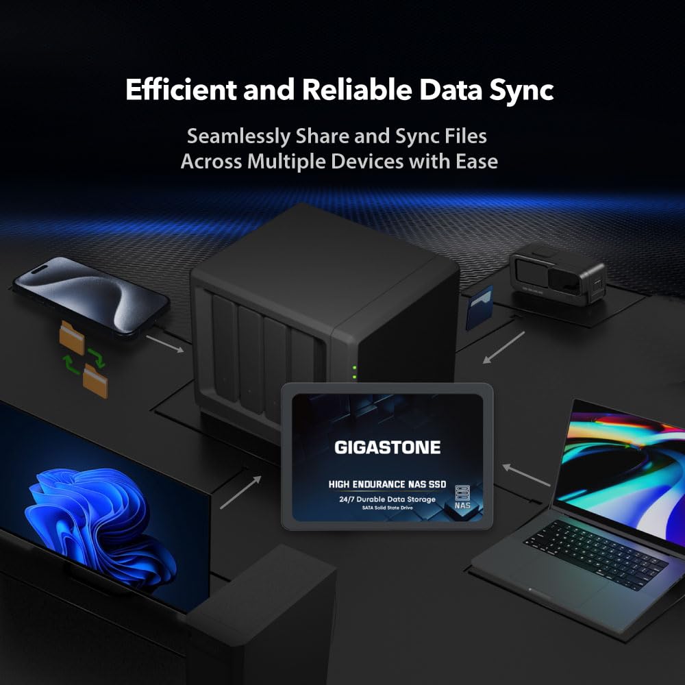 Gigastone 【NAS Certified】 1TB High Endurance SSD (8-Pack) Up to 550MB/s TLC Flash with SLC Caching 24/7 Reliable for Gaming/PC/NAS SSD 5-Year Warranty 2.5" SATA Internal Solid State Drives RAID Disk