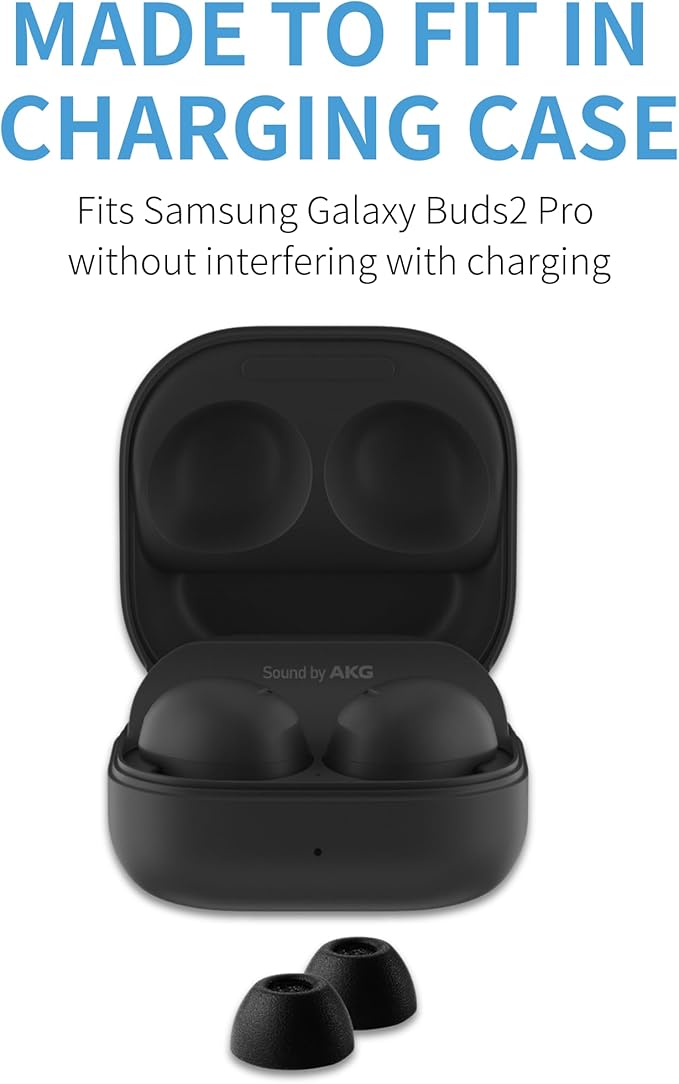 Comply TrueGrip | Premium Memory Foam Replacement Earbud Tips for Samsung Galaxy Buds2 Pro | Enhanced Comfort, Secure Fit, Superior Noise Isolation, Cleaning Tool | Black, Small (3 Pairs)