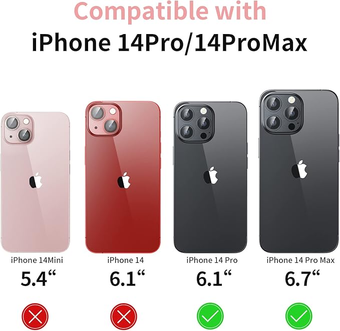 Camera Lens Protector for iPhone 14 Pro/iPhone 14 Pro Max, Alloy Metal Camera Cover with Tempered Glass Screen Protector Accessories,Black 2 Pack