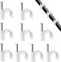 Cable Clips, 100 Pcs, 7mm, Wire Wall Clips with Steel Nails, Cable Management Organizer Clips, Cable Tacks Coax Holder Clips, RG6 RG59 CAT6 RJ45 Cable Cord Clips, White