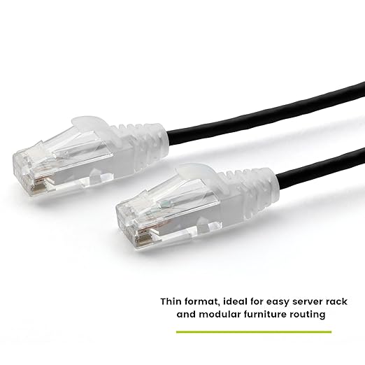 TRUECABLE Cat6 Component Rated Patch Cable, Unshielded (U/UTP), 7ft, Black, 28AWG Solid Copper, Snagless 10G High-Speed Ethernet Cable, PoE++ 4PPoE 100W, UL Listed, RoHS-3, 1 Pack