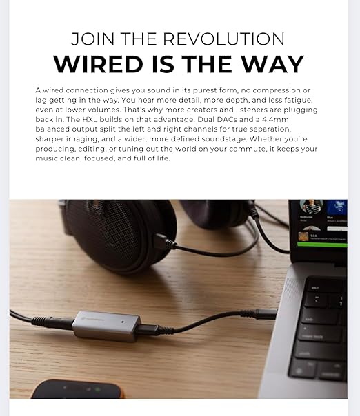 Audioengine HXL Portable Balanced Headphone Amplifier & DAC 4.4mm/3.5mm Outputs, 520mW @ 32Ω Balanced Power, Hi-Res PCM 32-bit/384kHz & Native DSD256 Support