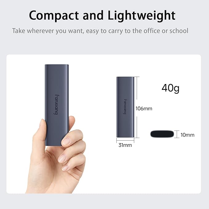 fanxiang 500GB External SSD - Portable SSD External Solid State Drive, 1000MB/s, USB 3.2 Gen2 Type-C, Aluminum Alloy, External Hard Drive for iPhone15/16,Android, Mac, Windows -PS1008