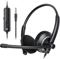 Wired Headset with Microphone for PC Laptop - 3.5mm Jack On Ear Headphones with Noise Cancelling Microphone for Boom Skype Webinars, in-line Control,Comfortable