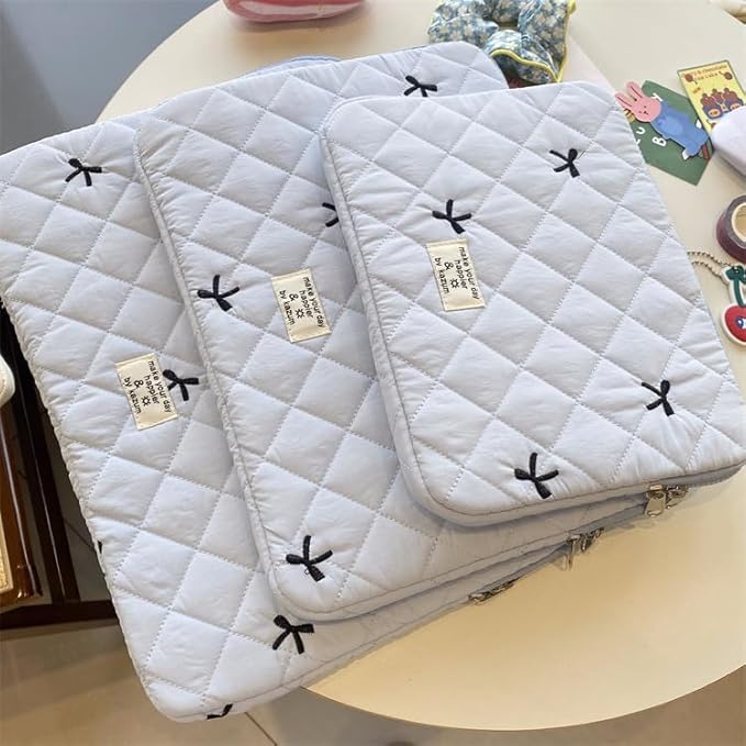 Attria Cute Bow Graphic Carrying Laptop Bag Y2K Preppy Laptop Sleeve Case Bag Kawaii Pad Computer Protect Case Pouch (13-14 inch,White)