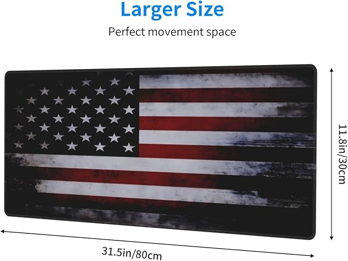 Gaming Mouse Pad American Flag Mouse Mat Non-Slip Rubber Carpet Pad for Computer Keyboard & Gaming Accessories 31.5×11.8 Inches