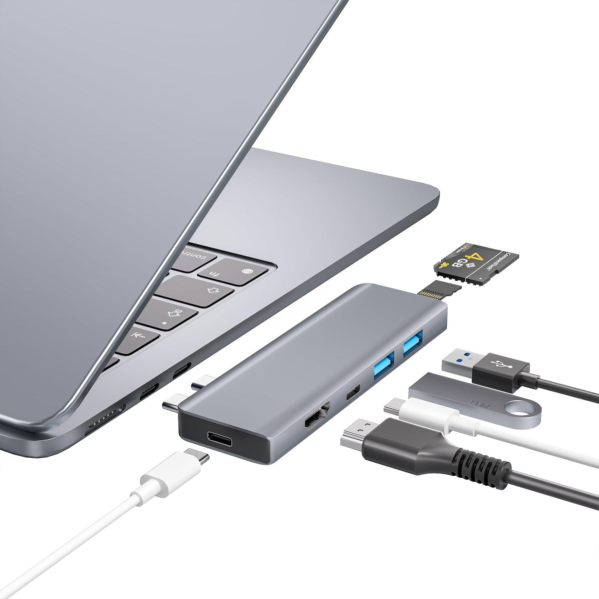 USB C Hub, 7 in 2 USB C Adapter Thunderbolt 4 HDMI MacBook Air Pro M1-M5