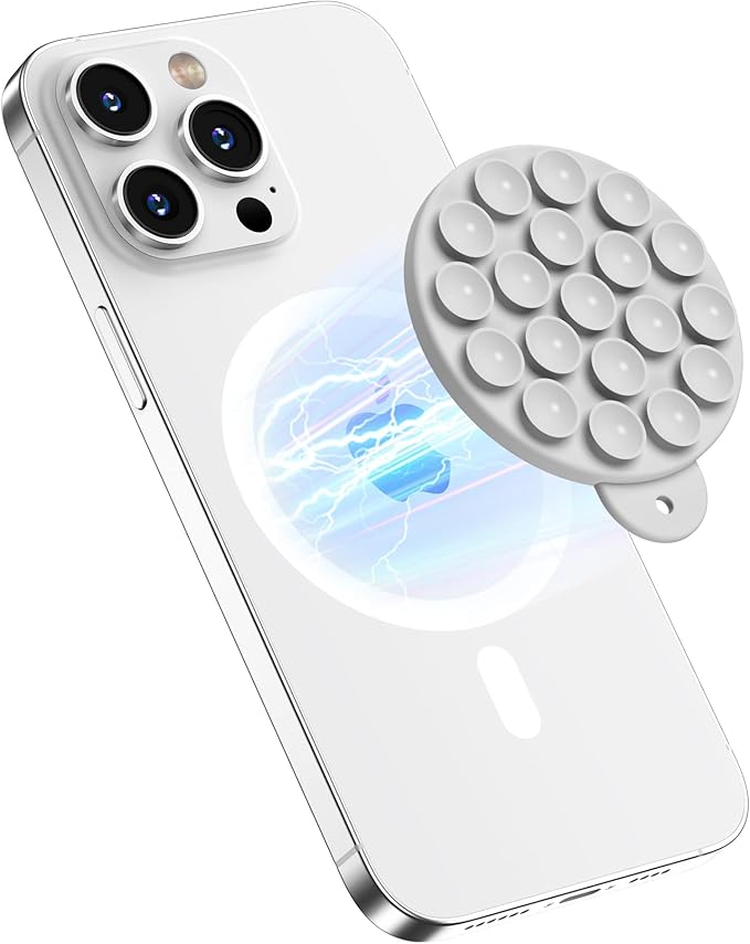 HSAOHD Magnetic Suction Cup Phone Mount, Compatible with MagSafe, Silicone Octo Cup Buddy Sticky Grip Holder for iPhone and Android, Removable Hands-Free Phone Stand Selfie/Video for TikTok, Red