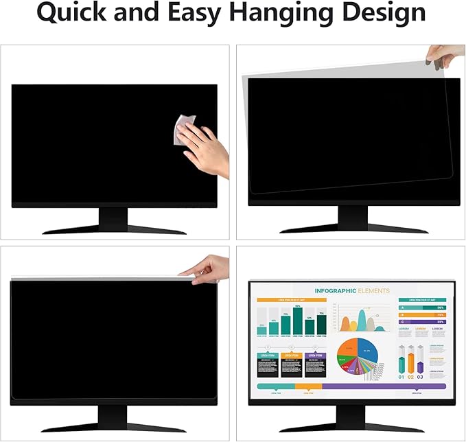 【2 Pack】 27 Inch Privacy Screen Protector for 16:9/16:10 Widescreen Monitors-Blue Light Blocking,Hanging Design, Anti-Scratch for Desktop Computers