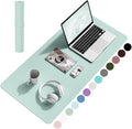 YSAGi Non-Slip Leather Desk Pad, Waterproof Laptop Computer Desk Keyboard Mat, Table Protector Blotter Mat, Large Mouse Pad for Office/Work/Home/Decor(Mint Green, 31.5" x 15.7")
