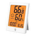 Digital Indoor Thermometer for Room, Smart Temperature Humidity Monitor with Backlight, Comfort Indicator, Max/Min Record, Time, Calendar, Alarm, °c/°f Switch for Bedroom, School