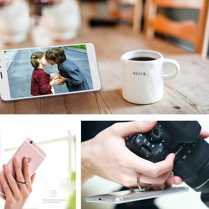 Bonoma Finger Ring Stand, 3 Pack Butterfly 360 Degree Rotation Phone Ring Stand Grip Holder Compatible with Smartphones and Tablets