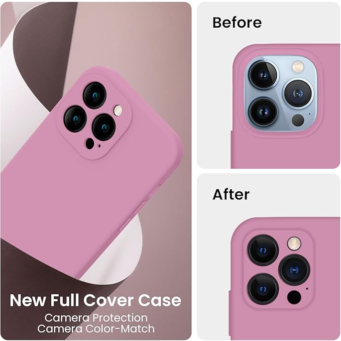 FireNova Designed for iPhone 13 Pro Case, Silicone Upgraded [Camera Protection] Phone Case with [2 Screen Protectors], Soft Anti-Scratch Microfiber Lining Inside, 6.1 inch, Lilac Purple