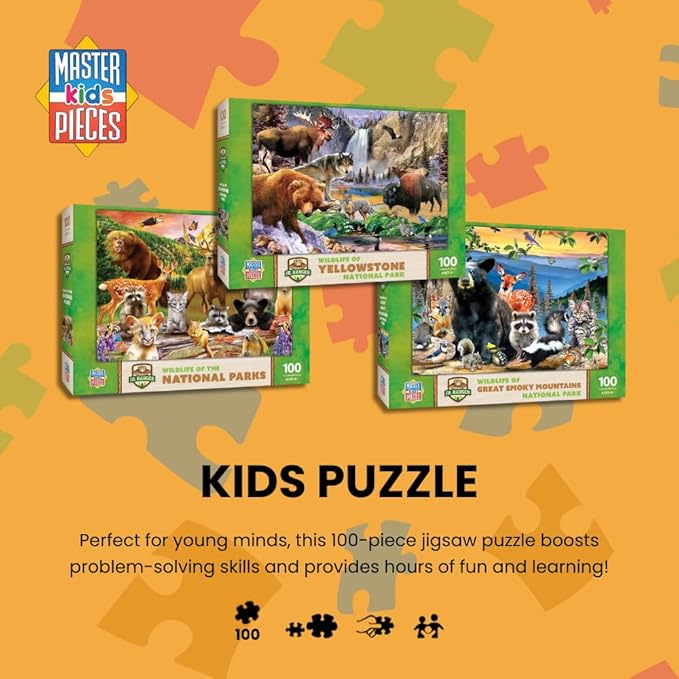 MasterPieces – 100 Piece Jigsaw Puzzle for Kid 6+ Years, Wildlife of Shenandoah National Park, Educational and Fun Game, Gift Idea for Children, 19" x 14"