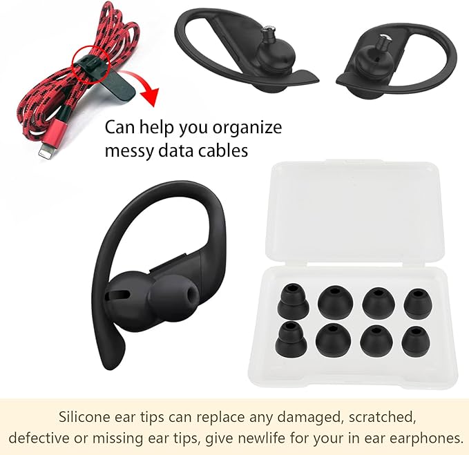 Silicone Replacement Earbud Tips Ear Tips Compatible with Powerbeats Pro Beats Wireless Earphone Headphone Earbud Rubber Tips 4 Pairs