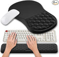Hokafenle 2 in 1 Ergonomic Mouse Pad Wrist Support & Wrist Rest for Computer Keyboard Set, with Relieve Carpal Tunnel Pain Massage Bulge and Full Memory Gel Design (2In1 Set, Black)