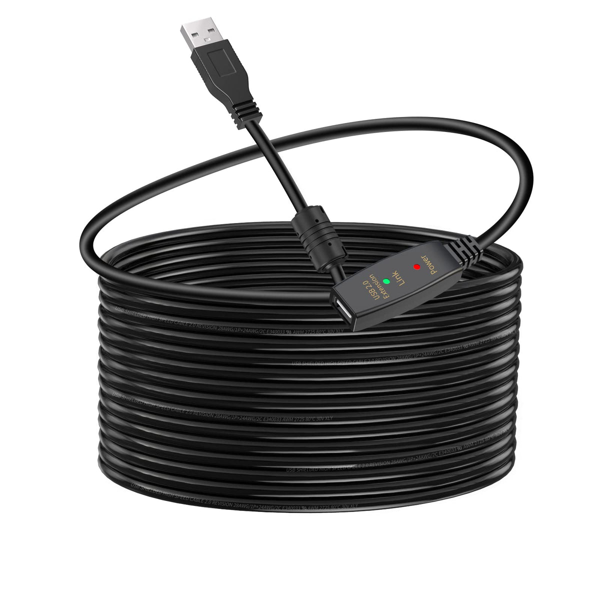 LDKCOK USB 2.0 Type A Male to A Female Active Repeater Extension Cable 50ft, High Speed 480 Mbps