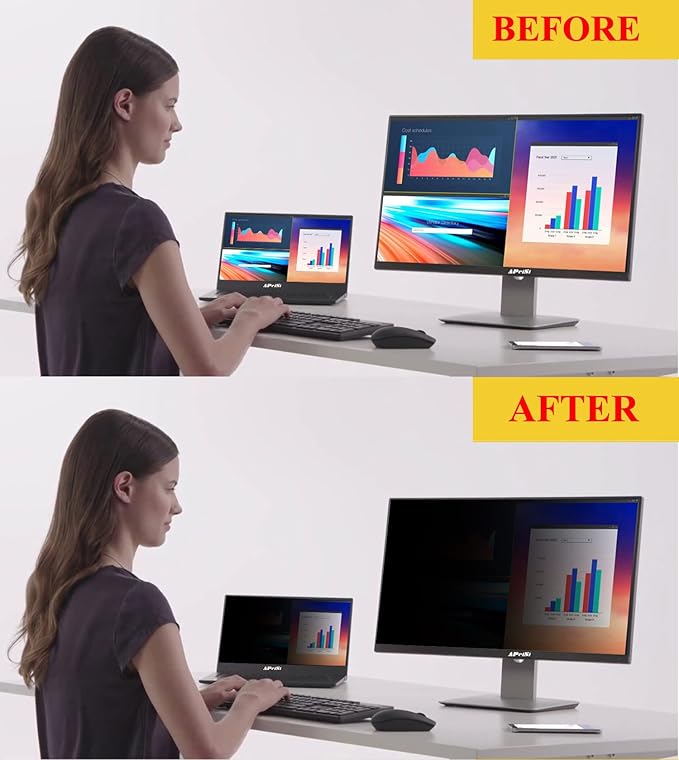27 Inch Privacy Screen Filter for Widescreen 16:9 Monitor | Privacy Shield | Anti-Glare | Anti-Blue light Protector | Eye Protection | Computer Security Private Filter