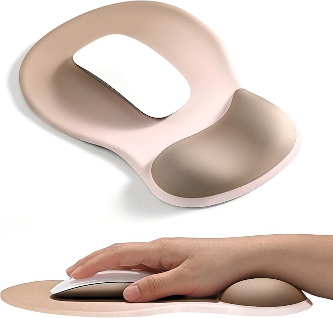 EooCoo Ergonomic Mouse Pad with Gel Wrist Rest Support Middle Concave Design, Relieve Wrist Pain Mousepad, Non-Slip Base for Laptop, Office Desk Accessories, Carpal Tunnel Syndrome