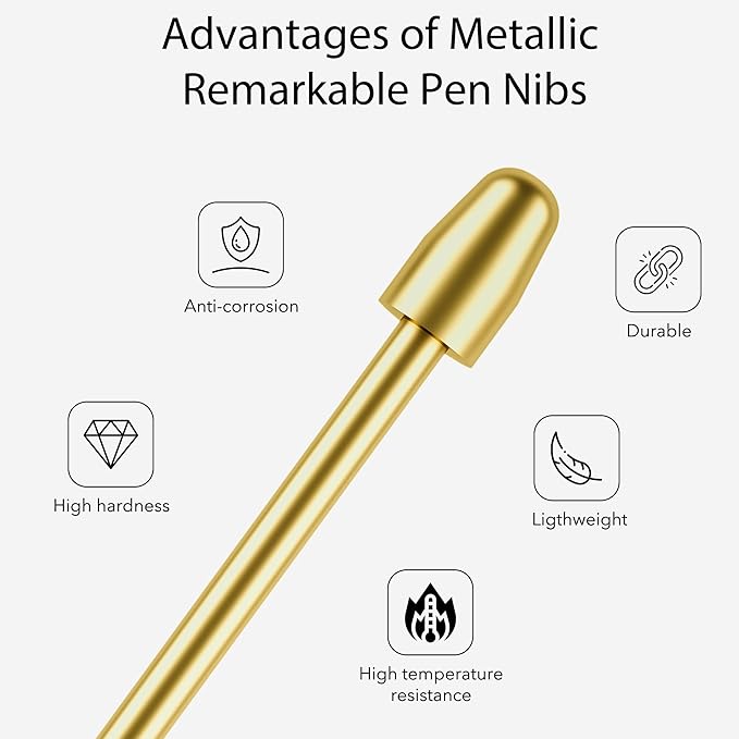 for Remarkable 2 Pen Tips,AHBTEYM Metal Tips,Replacement Nibs Refill Accessories for Remarkable 1/2 Stylus/Marker Plus/Scribe Pen-22Pcs(Gold/Sirvel)