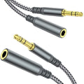MCSPER Headphone Extension Cable, [2-Pack, 3.3ft Hi-Fi ] 3.5mm Extension AudioMale to Female Aux Adapter Hi-Fi Sound Stereo Extender Cord for Headset, iPhone, iPad, Smartphones, Tablets & More (Grey)