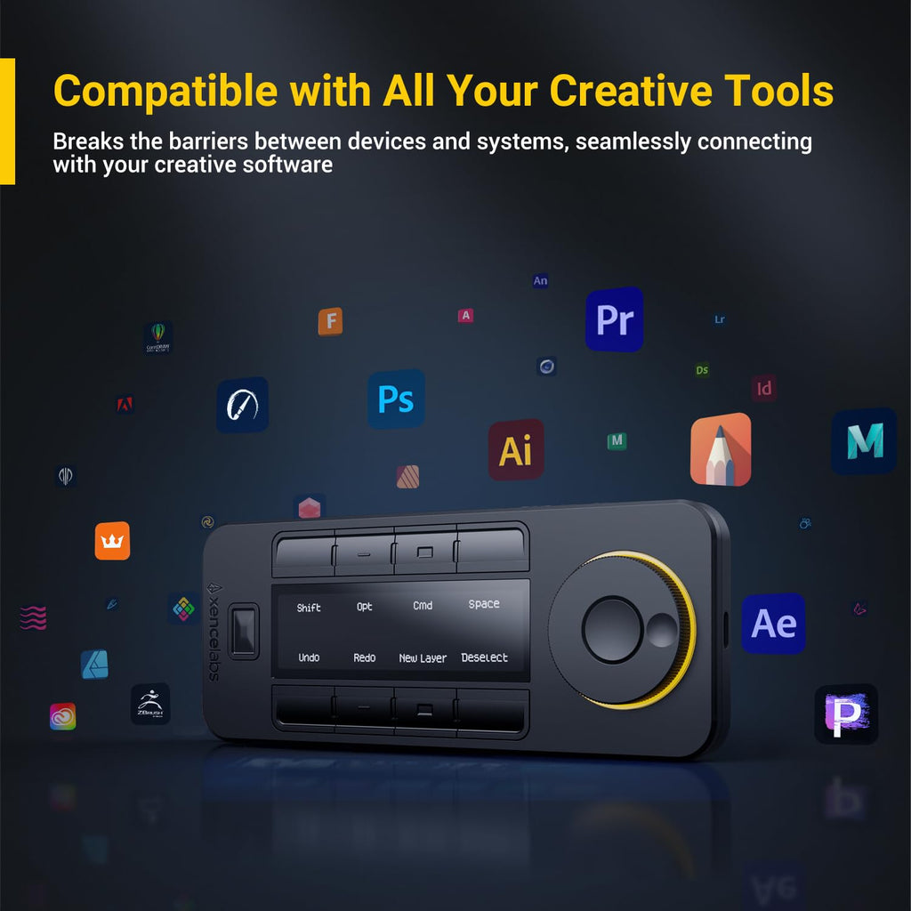XENCELABS Quick Keys for PC, MacBook, Desktop, Drawing Tablet, Pen Display, OLED Display, 44 Customizable Shortcuts Keydail for Digital Drawing, Video Editing, Photo Retouching, Windows/macOS
