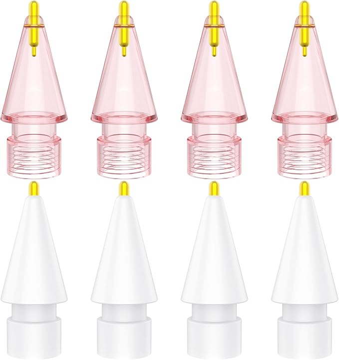 8 Pack Fine Point Replacement Tips Compatible with Apple Pencil 2nd Generation, Apple Pencil 1st Generation, Apple Pencil USB-C & Apple Pencil Pro Colorful iPencil Nibs (Pink + White)